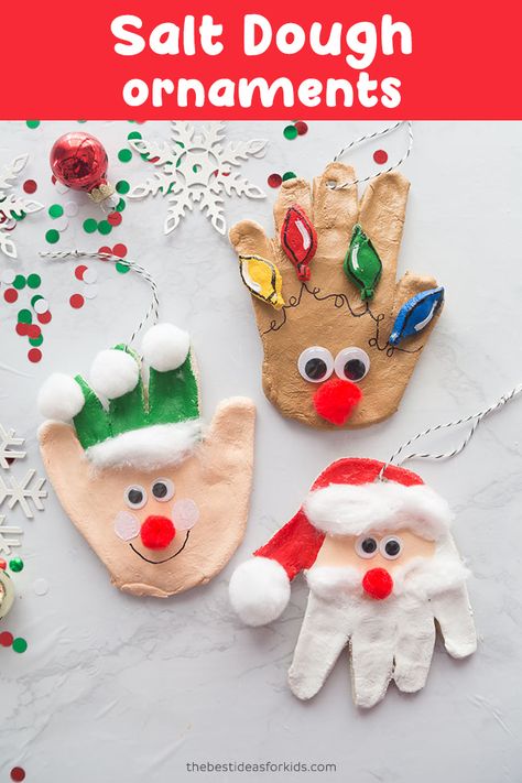 Elf Handprint Craft, Santa Ideas For Kids, Santa Handprint Ornament, Santa Handprint, Christmas Ornaments Diy Kids, Reindeer Handprint, Handprint Ornaments, Handprint Christmas, Kids Christmas Ornaments