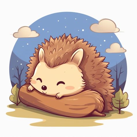 Hedgehog Kawaii, Hedgehog Book, Art School Portfolio, Cartoon Hedgehog, Hedgehog Drawing, Hedgehog Illustration, Hedgehog Art, Autumn Crafts, Simple Cartoon