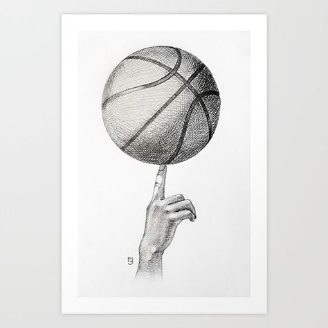 Basketball Drawings, Sports Drawings, Finger Design, Graphite Art, Bola Basket, Prismacolor Art, Ball Drawing, Spin Art, Basketball Art