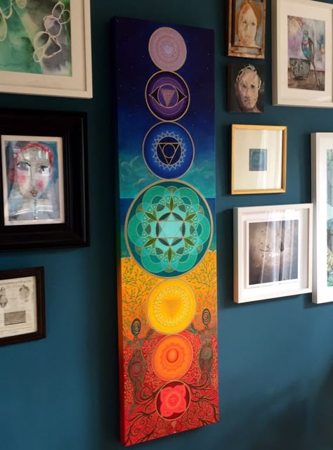 Chakra Room Ideas, Long Painting Ideas, Meditation Painting Ideas, Chakra Painting Ideas, Chakras Painting, Four Elements Art, Chakra Painting, Mandala Colouring, Photoshop Work