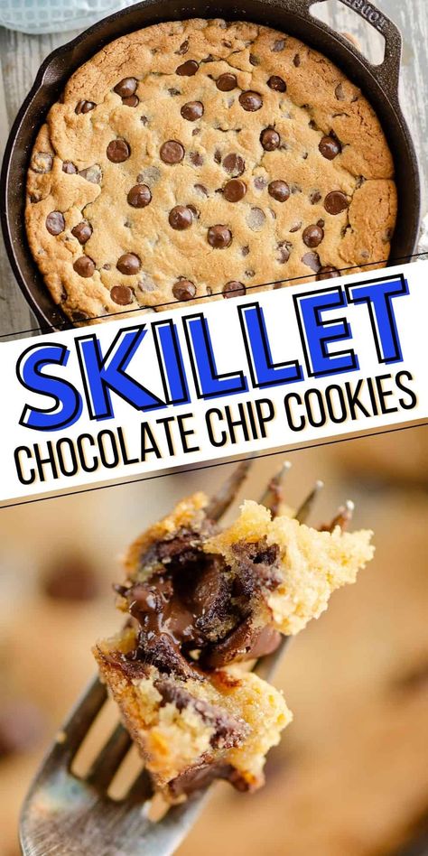 Cast Iron Skillet Chocolate Chip Cookie, Skillet Chocolate Chip Cookie Cast Iron, Cast Iron Chocolate Chip Cookie, Cast Iron Skillet Recipes Dessert, Cast Iron Cookie Recipe, Skillet Cookie Cast Iron, Skillet Recipes Dessert, Chocolate Chip Recipes Easy, Cookie Skillet Recipe