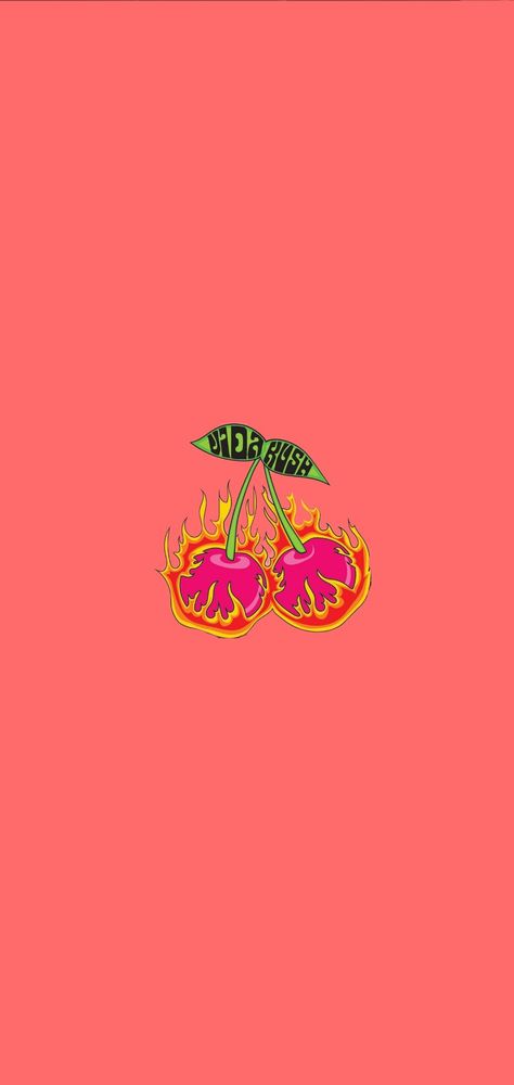 A candy looking cherry with flames surrounding it. Ice Cube Drawing, Fire Vector, Cherry Baby, Phone Inspo, Sticker Ideas, Album Covers, Aesthetic Wallpapers, Tattoo Ideas, Tattoo Designs