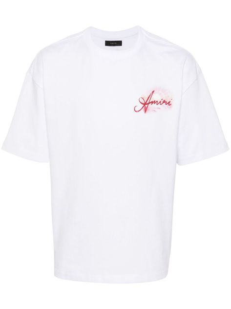 Find AMIRI Paradise Cotton T-shirt on Editorialist. White, red and pink Made from cotton Jersey texture Crew neck Paradise logo print on the front and back Short sleeves Straight hem Made in Italy Texture Logo, Illustration Style, Clothing Men, Top Collection, Casual T Shirts, Sling Bag, Logo Print, Stretch Cotton, Drop Shoulder