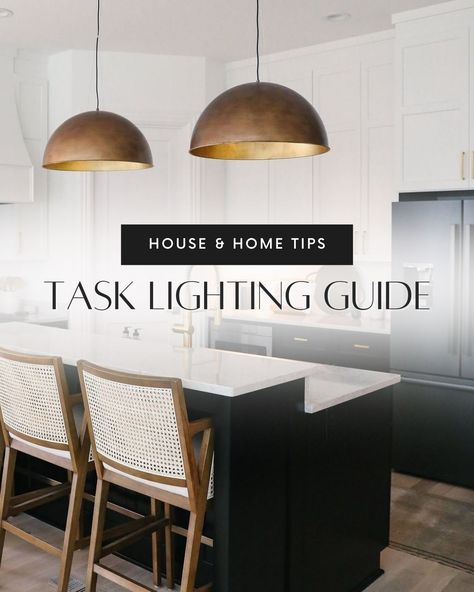 💡 Task lighting is a game-changer when it comes to illuminating a kitchen island or a desk. These areas usually require a higher hanging height to avoid intense or harsh lighting over your eye level. Check out our website to discover our suggested measurements for achieving the ideal task lighting set up. #interiordesign #lightingtips #kitchendesign Task Lighting Kitchen, Kitchen Task Lighting, Harsh Lighting, Lights Over Island, Lights Over Kitchen Island, Dining Table Height, Charissa Thompson, Home Design Interior, Hanging Fixture