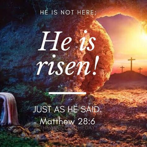 Happy Easter Quotes Jesus Christ, He Is Risen Quotes, Happy Resurrection Sunday, Happy Resurrection, Word For The Day, Jesus Has Risen, Easter Bible Verses, Rise Quotes, Happy Easter Quotes