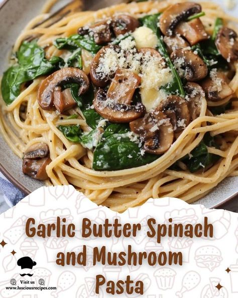 ￼

Garlic Butter Spinach and Mushroom Pasta

Savory Pasta with Garlic Butter, Spinach, and Mushrooms

Ingredients:  
  - 8 ounces pasta (spaghetti or fettuccine)  
  - 2 tablespoons butter  
  - 4 cloves garlic, minced  
  - 8 ounces mushrooms, sliced  
  - 4 cups fresh spinach  
  - Salt and pepper to taste  
  - Grated Parmesan cheese for serving  

Directions:  
  1. Cook the pasta according to package instructions until al dente. Drain and set aside, reserving a bit of pasta water.  
  2. In a large skillet, melt the butter over medium heat.  
  3. Add the minced garlic and sauté for about 1 minute, or until fragrant.  
  4. Add the sliced mushrooms to the skillet and cook for 5-7 minutes until they are golden brown and tender.  
  5. Stir in the fresh spinach, cooking until wilted, ab Butter Mushroom Pasta, Pasta Mushroom, Mushroom Garlic, Garlic Butter Pasta, Garlic Butter Mushrooms, Mushroom Recipes Pasta, Resep Pasta, Butter Pasta, Easy Pasta Dishes