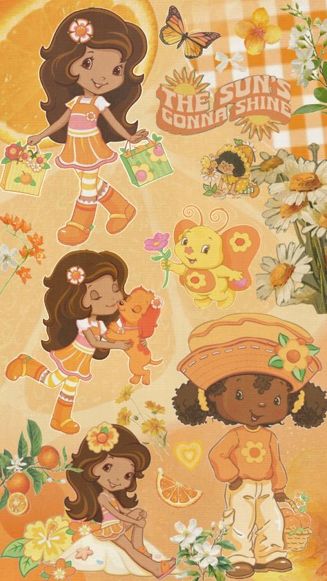 🍊🌼 #orangeaesthetic #orangeblossom #strawberryshortcake #wallpaper #collageart Strawberry Shortcake Cartoon, Strawberry Shortcake Characters, 2010s Nostalgia, Coconut Dream, Baby Pink Aesthetic, Creative Profile Picture, Orange Aesthetic, Birthday Stickers, American Greetings