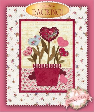 Sweetheart Bouquet Wallhanging Kit: This wallhanging was designed by Jennifer Bosworth of Shabby Fabrics, and combines two of our favorite things: hearts and flowers!  Create this darling wallhanging for someone you love, or display it in your own home.  Kit includes pattern, all top fabrics, embroidery floss, buttons, and BACKING!  Wallhanging finishes to 22" x 26". Quilted Wall Hangings Patterns, Wallhanging Patterns, Valentine Table Runner, House Quilt Block, Mini Quilt Patterns, Hearts And Flowers, Birdhouse Designs, House Quilts, Table Runner Pattern