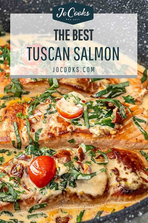 Tuscan Salmon Recipe, Best Chicken Casserole, Tuscan Salmon, Oven Salmon, Cooked Salmon, Lenten Recipes, Sauce For Salmon, Healthier Sweets, Jo Cooks