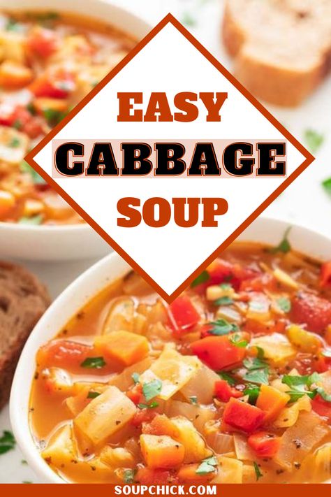 Easy Cabbage Soup Homemade Cabbage Soup, Big Boy Cabbage Soup Recipe, Easy Cabbage Soup Recipe, Easy Cabbage Soup, Soup Quick, Cabbage Soup Recipe, Filling Lunch, Easy Soup, Cabbage Soup