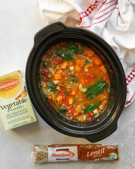 Kosher.com on Instagram: “4 "Dump" Crockpot Soup ✨ All you need is a few fresh ingredients to take these soup recipes to the next level, thanks to @manischewitzco…” Dump Crockpot Soup, Dump Crockpot, Potato Lentil Soup, Sweet Potato Lentil Soup, Crockpot Soup, Lentil Soup Recipes, Crockpot Soup Recipes, Crock Pot Soup, Soup Mixes