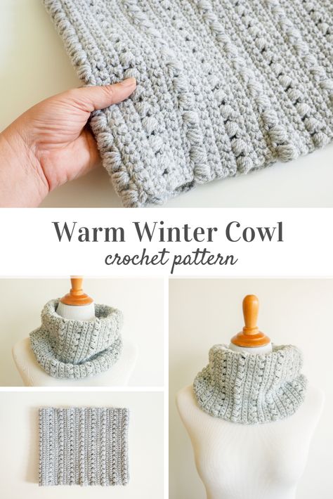 Crochet Beanie And Cowl Set, Simple Crochet Cowl, Crochet Cowl Neck Scarf Free Pattern, Crochet Puff Stitch Scarf, Free Crochet Cowl Patterns For Women, Snood Pattern Crochet, Cowl Crochet Pattern Free, Crochet Cowl Pattern Free, Free Crochet Cowl Patterns