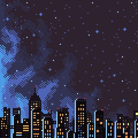 Galaxy Pixel Art, City Pixel Art, Pixel Sky, Pixel Wallpapers, Smart Watch Wallpaper, Watch Wallpapers, Pixel Art Background, Drawing Ideas List, City Icon