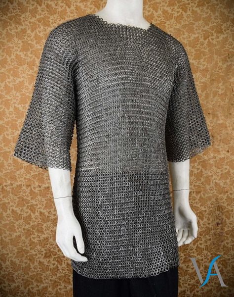 Flat Riveted With Flat Warser Chainmail shirt 9 mm Half sleeve Hubergion Shirt best gift for christmas #HalloweenGift #ArmourChainmail #ChainmailShirt #ButtedChainmail #ChristmasGift #ChainmailGambeson #FightChainmail #FreeShipping #MedievalGambeson #MedievalChainmail Chain Mail Shirt, Medieval Gambeson, Chainmail Shirt, Chainmail Armor, Armor Shirt, Padded Coat, Chain Mail, Mens Costumes, Shirt Sale