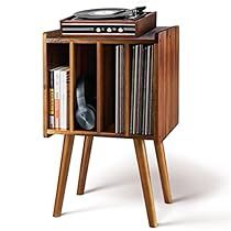 Wooden Vinyl Holder, Piano Book Storage Ideas, Living Room Organizer Ideas, Unique Side Table Living Room, Record Stand Aesthetic, Floating Record Player Shelf, Mid Century Modern Record Cabinet, Diy Record Stand, Record Storage Aesthetic