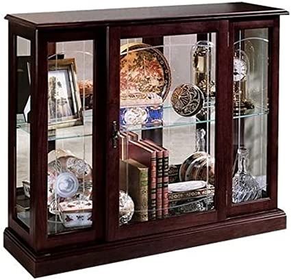 Amazon.com - Home Fare Ridgewood Glass Mirrored Curio China Cabinet Console in Cherry, Fully Assembled, Lighted - Glass Display Cabinets Small Curio Cabinet, China Cabinets And Hutches, Console Chest, Shelves Ideas, Cabinet Plans, Woodworking Cabinets, China Furniture, Glass Cabinets Display, Pulaski Furniture