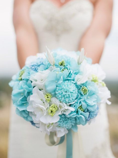 White and Aqua Wedding Bouquet | Summer Shea Photography on @savvybride via @aislesociety Teal Wedding Theme, Bridesmaid Bouquet White, Tiffany Blue Wedding, Aqua Wedding, White Bridesmaid, Spring Wedding Colors, Teal Wedding, Turquoise Wedding, White Wedding Bouquets