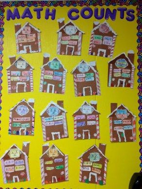 Gingerbread Bulletin Board Ideas, Christmas Maths, December Math, Gingerbread Unit, December Ideas, Christmas Bulletin Boards, Gingerbread Man Activities, Holiday Math, Christmas Bulletin Board