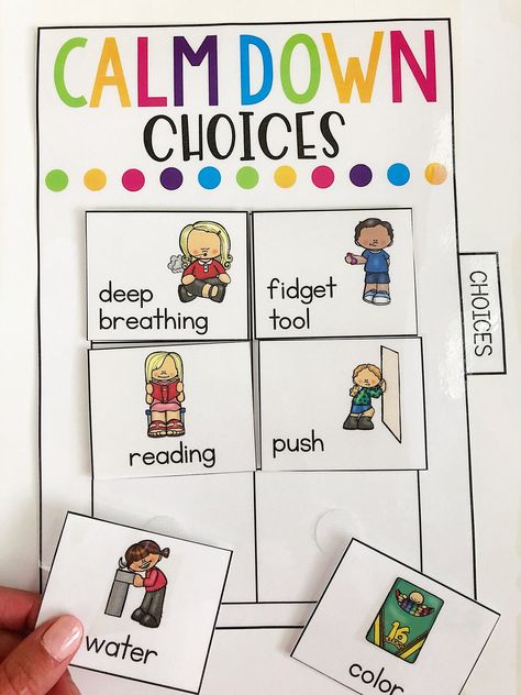 Calm Down Choices, Calm Down Kit, Esl Ideas, Calming Corner, Conscious Discipline, Sped Classroom, Social Emotional Activities, Calm Down Corner, Social Emotional Learning Activities