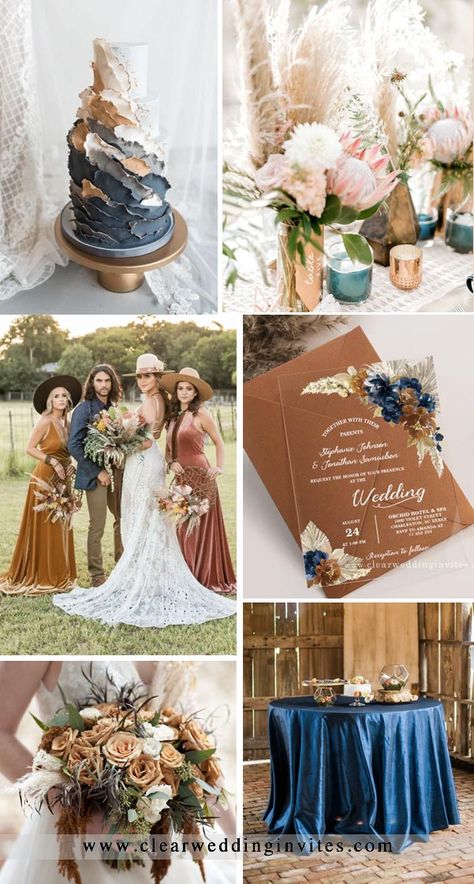 Spring Copper Wedding, Copper And Navy Wedding, Navy And Copper Wedding, Copper Wedding Color Palette, Blue And Copper Wedding, Teal Fall Wedding, Blue Jean Wedding, Copper Wedding Theme, Copper Wedding Colors