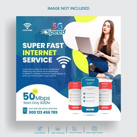 Vector internet service and wifi connect... | Premium Vector #Freepik #vector Advertisement Inspiration, Internet Packages, Internet Advertising, Wifi Internet, Company Brochure, Graphic Design Advertising, Company Profile, Profile Design, Instagram Post Template