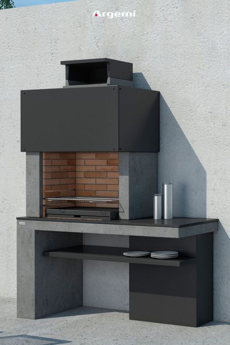 Una barbacoa moderna, con un diseño de líneas rectas en hormigón gris y acero inoxidable. Barbacoa Jardin, Argentine Grill, Outdoor Bbq Kitchen, Bbq Kitchen, Ideas Casa, Outdoor Bbq, Home Design Decor, Design Decor, Monaco