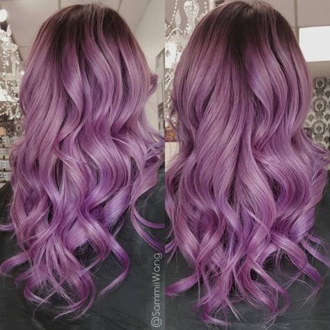 Dusty Violet Rose Dusty Purple Hair Color, Low Maintenance Purple Hair, Dusty Violet Hair, Dark Lavender Hair, Dusty Lavender Hair, Dusty Purple Hair, Rose Balayage, Violet Balayage, Lavender Hair Colors