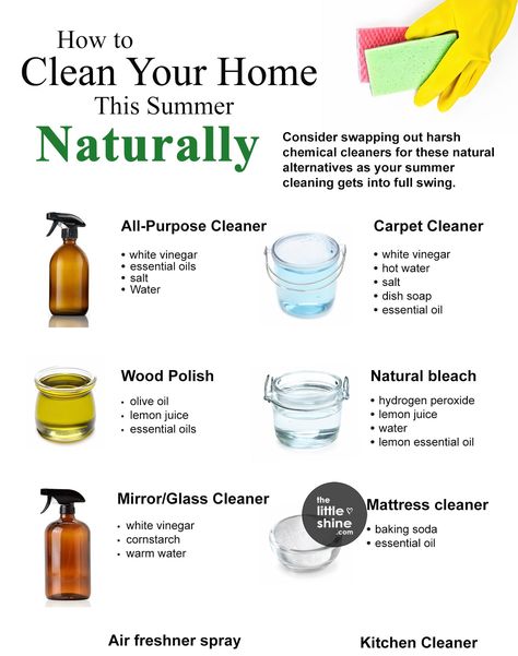 Is it that time of the year again when you’re all set to spring clean your house (or should I say “summer clean” your house)? Well, get away with all store-bought cleaners and clean your home naturally with all-natural cleaners! Yes, from all-purpose cleaners, to carpet cleaners, toilet cleaners, mirror and glass cleaners, wood cleaner … How To Clean Bathroom Mirrors, Glass Cleaner Diy, Natural Wood Cleaner, Mattress Cleaner, Mirror Cleaner, Natural Bleach, All Natural Cleaners, Summer Cleaning, Natural Cleaning Recipes