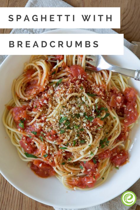 Spaghetti with Breadcrumbs | eMeals.com Garlic Butter Broccoli, Wedge Salads, Spaghetti Bread, Tomato Butter Sauce, Butter Broccoli, Tomato Butter, Vegetarian Italian, Butter Bread, Smart Cooking