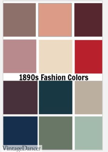 Victorian Palette Color, 1900s Color Palette, Victorian Era Color Palette, 1890 House Interior, Edwardian Colours, 1890s Menswear, Victorian Palette, Victorian Fabric Patterns, Antique Color Palette