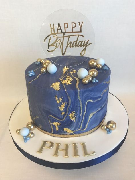 Blue And Gold Birthday Theme, 60th Birthday Cake Blue And Gold, Blue Cake Ideas Birthday Men, Blue And Gold 50th Birthday Cake, Navy Blue And Gold Cake, Navy Blue Cake For Men, Blue And Gold Birthday Cake, Navy Birthday Cake, Birthday Cake Blue And Gold