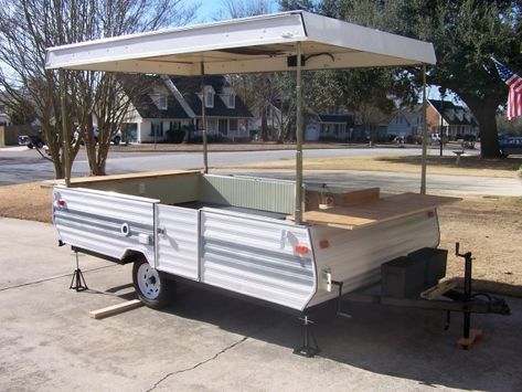 Pop Up Tent Food Truck, Pop Up Camper Lemonade Stand, Tailgating Trailers Diy, Pop Up Camper Concession Trailer, Pop Up Camper Mobile Bar, Pop Up Camper Bar, Pop Up Food Trailer, Pop Up Concession Stand, Pop Up Camper Vendor Booth