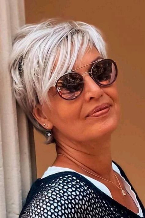 Short Hair For Women 2023, Hairstyles For Short Grey Hair, Long Pixie Haircut For Thick Hair Messy, Short Hair For Grey Hair, Short Blonde Hair Older Women, Short Hairstyle Women For Older Women, Short Hair Cuts For Women Thinning Hair, Short Hair Styles For Seniors, Trendy Grey Hair Older Women