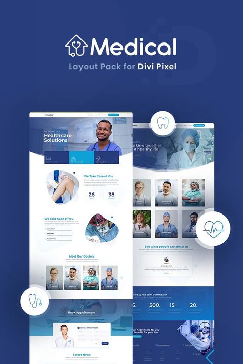 A Free Divi Pixel Layout Pack Medical Websites, Medical Website Design, Dental Design, Medical Design, Website Design Layout, Wordpress Website Design, Newsletter Design, Medical Services, Website Design Inspiration