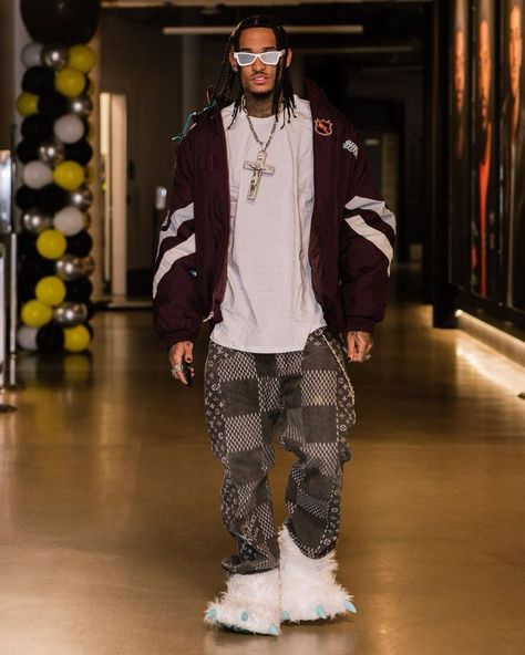 Jordan Clarkson Outfit from December 14, 2022 | WHAT’S ON THE STAR? Jordan Clarkson Outfit, Tunnel Fits, Claw Slippers, Jordan Clarkson, Save Outfits, Hype Clothing, Dope Fits, Men Fashion Casual Shirts, No Name