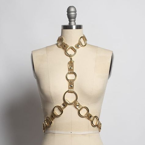 Introducing gold glitter PVC - just in time for the holidays!  And yes... I have silver glitter too!  #harness #gold #allthatglitters #metallic #fashion #glam #gothic #shewantedtoparty #handmade Body Harness Jewelry, Fall Outside, Brooklyn And Bailey, Harness Belt, Angel Outfit, Gold Belts, The Goddess, Jewelry Inspo, Silver Glitter