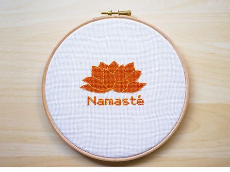 Namasté Yoga Cross Stitch embroidery pattern Cross by LanasCrespo Embroidery Patterns Cross Stitch, Yoga Cross Stitch, Grandma Activities, Yoga Pattern, Cross Stitch Beginner, Hello Goodbye, Pattern Cross Stitch, Namaste Yoga, Practice Yoga