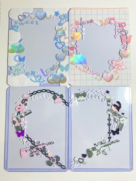 Heart Toploader Deco, Top Loaders Deco, Pc Toploader Deco, Toploader Deco Ideas Simple, Photocard Deco Ideas, Decorated Toploader Kpop, Frame Card Kpop, Kpop Deco Toploader, Deco Toploader Ideas