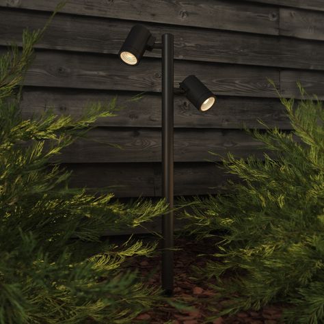 Bayville Spike Spot 900 Twin Garden Spotlights, Driveway Lighting, Astro Lighting, Outdoor Garden Lighting, Black Garden, Bollard Lighting, Direct Lighting, Exterior Decor, Post Lights