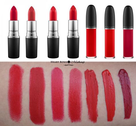 Best Mac Red Lipstick For Fair Olive Skintone Top 10 In India Mac Red Lipstick Swatches, Lipstick For Cool Skin Tones, Red Lipstick Swatches, Purple Pink Lipstick, Mac Red Lipstick, Lipstick Color Names, Mac Red Lipsticks, Dark Red Lipstick, Colour Names