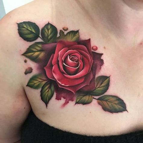 Tato Jam, Coloured Rose Tattoo, A Rose Tattoo, Wild Thoughts, Rose Drawing Tattoo, Blue Rose Tattoos, Red Rose Tattoo, Floral Tattoo Design, Rose Tattoo Design