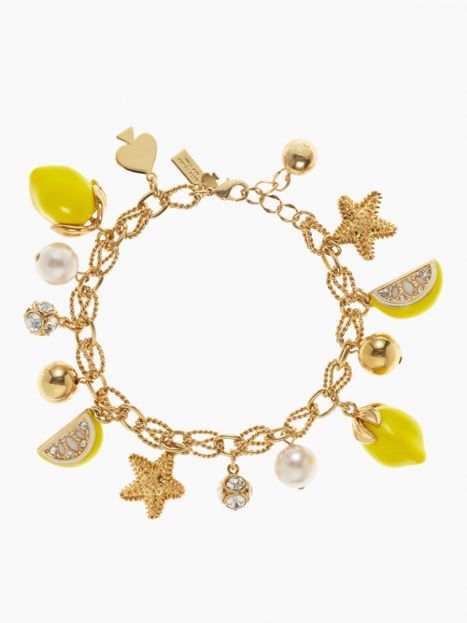 Kate Spade lemon tart charm bracelet Diamond Beach, Lemon Tart, Love Charms, I Love Jewelry, Unique Styles, Love Bracelets, Bracelet Designs, Pearl Bracelet, Kate Spade New York