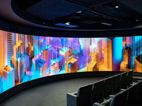 Hewlett Packard Enterprise Global Headquarters Curved Led Screen, Hewlett Packard Enterprise, Led Video Wall, Led Display Screen, Lobby Interior, Technology Integration, Hewlett Packard, Sign Company, Led Screen