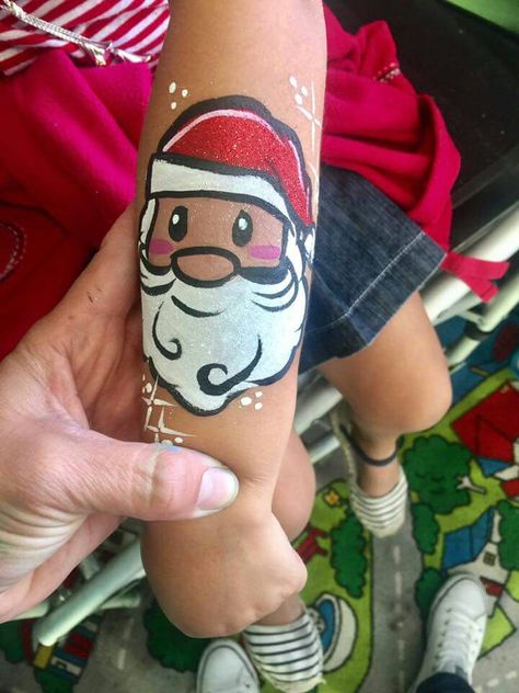 Santa Claud Santa Claus Face Painting, Santa Face Painting, Santa Face Paint, Hand Painting Ideas, Xmas Makeup, Christmas Face Painting, Professional Face Paint, Cheek Art, Girl Face Painting