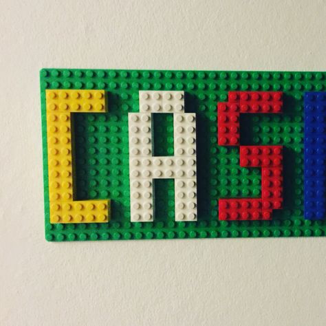 Lego name plate for kids bedroom Lego Name Plate, Lego Party, Arizona Logo, Name Plate, Kids Bedroom, Lego, Diy Projects, For Kids, Bedroom