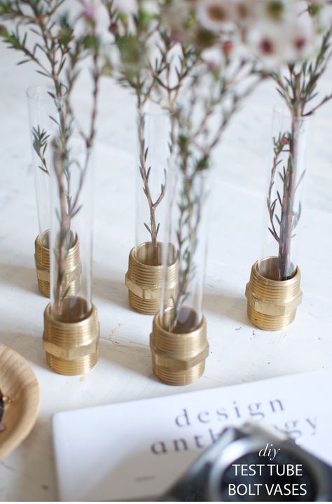 A Pair & A Spare | Quick DIY: Test Tube Bolt Vases Easter Boards, Test Tube Crafts, Test Tube Holder, Test Tube Vase, Christmas Gifts For Husband, Quick Diy, Diy Vase, Deco Floral, Diy Lamp