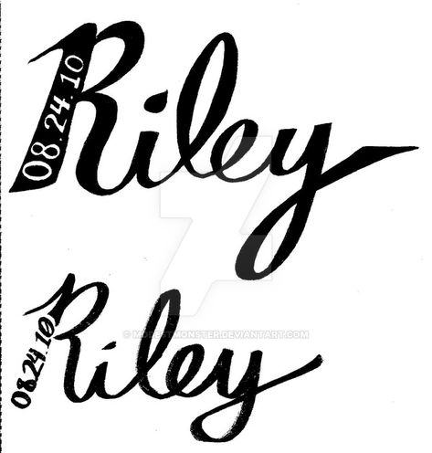 Riley - Tattoo Designs by modestmonster Riley Tattoo, Calligraphy Cursive, Name In Cursive, Cursive Tattoos, The Numbers, Body Art, Tattoo Designs, Calligraphy, Deviantart