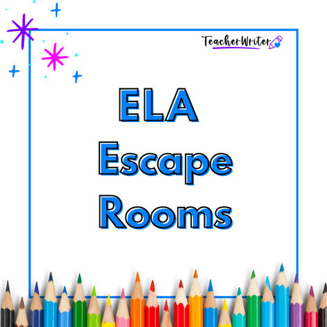 Colored pencils on a white background with a blue square and the words ELA escape rooms. Escape Rooms For Kids, Rooms For Kids, Escape Room Ideas, Escape Room For Kids, 5th Grade Ela, 4th Grade Ela, Scavenger Hunts, Escape Rooms, Elementary Ela