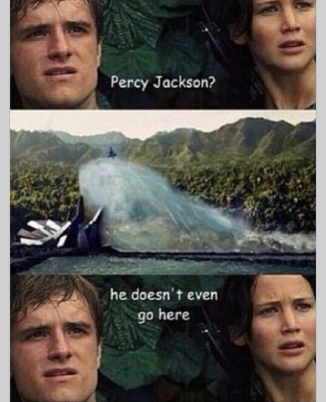 Percy/Hunger Games The Kane Chronicles, Hunger Games Memes, Persassy Jackson, Hunger Games Humor, Pjo Hoo, Hunger Games Catching Fire, Percy Jackson Memes, Hunger Games Trilogy, Magnus Chase