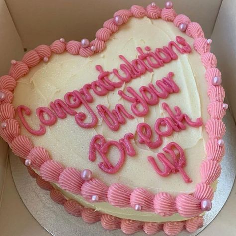 Breakup Cake, Ugly Cakes, 13 Birthday Cake, Love Breakup, Pretty Birthday Cakes, Heart Cake, Just Cakes, Novelty Cakes, Baddie Quotes